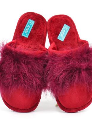 Капці жіночі хатні лебединий пух червоні plazzo gift box, червоний, 40/41