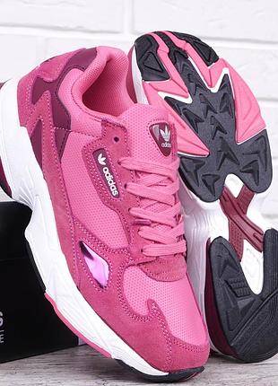 Кросівки жіночі замшеві adidas falcon колір viva magenta, бордовий, 39