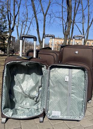 3 шт комплект чемоданов дорожный тканевый польша на колесах wings с подшипником9 фото