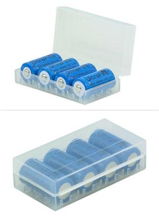 Комплект: 4 шт аккумулятора cr123a, cr123, lr123a, 16340 ultrafire 1200 mah + пластиковый бокс, кейс