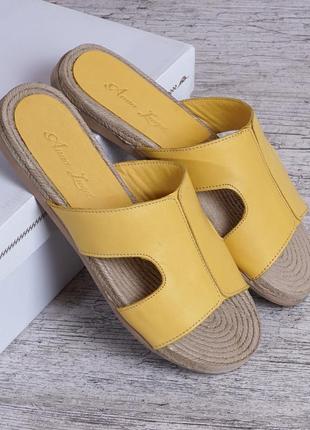 Шлепанцы женские кожаные anna luchi турция желтые, желтый, 41