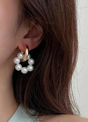 Серьги кольца жемчуг сережки жемчужные кольца