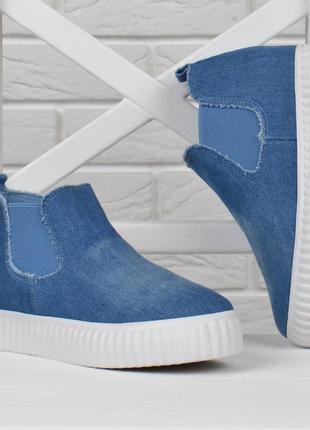 Кеди джинсові на платформі сліпони denim dreams джинсові, синій, 402 фото