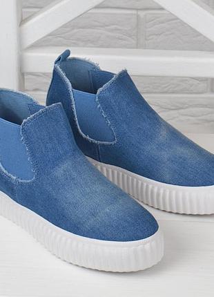 Кеди джинсові на платформі сліпони denim dreams джинсові, синій, 403 фото