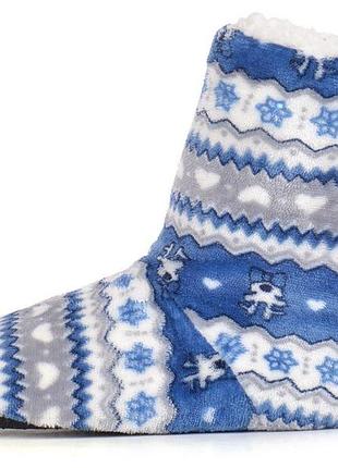 Капці жіночі хатні уги з оленями home uggs сині із сірим, синій, 40/41
