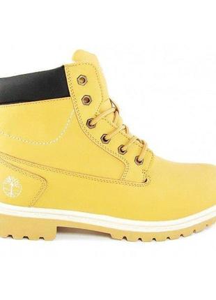 Ботинки мужские зимние кожаные на меху timberland classic yellow, желтый, 46
