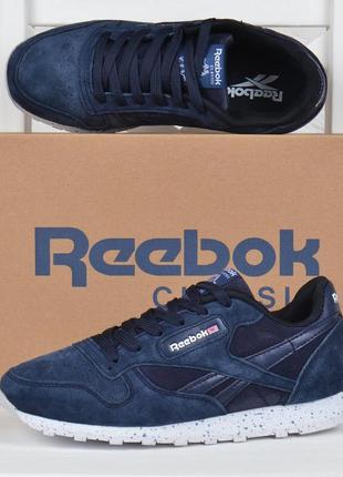 Кроссовки женские замшевые reebok classic blue темно синие, синий, 39