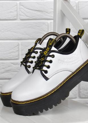 Черевики жіночі шкіряні dr.martens style на платформі білі, білий, 38