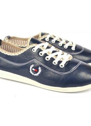 Кеды женские синие на белой подошве «tommy hilfiger» турция, синий, 37