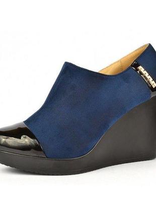 Ботинки женские на танкетке синего цвета tm girnaive, синий, 36
