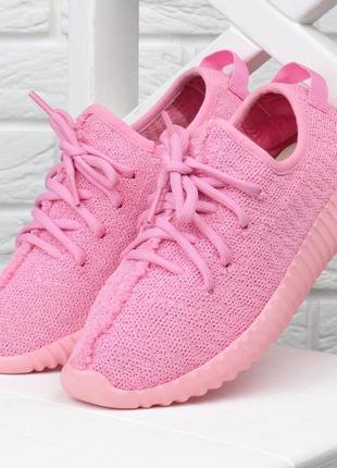Кроссовки женские текстильные boost розовые на шнуровке, розовый, 38