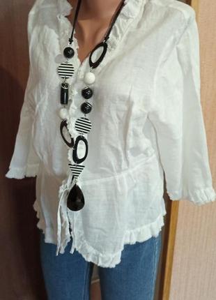 Белая блузка, натуральная ткань 46-50 размер