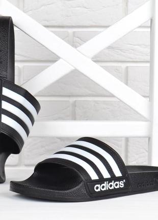 Шльопанці спортивні adidas чорні з білим унісекс, чорний, 40