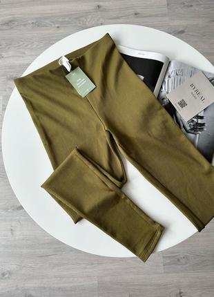 H&m лосины в рубчик хаки леггинсы зеленые