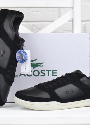 Кроссовки мужские кожаные lacoste ortholite слипоны черные, черный, 42