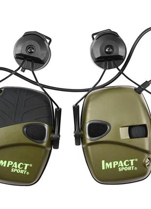 Наушники активные impact sport с креплением на каске fast олива