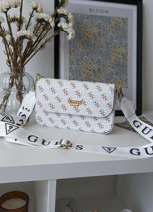 Сумка женская  guess белый кросс боди через плечо гесс