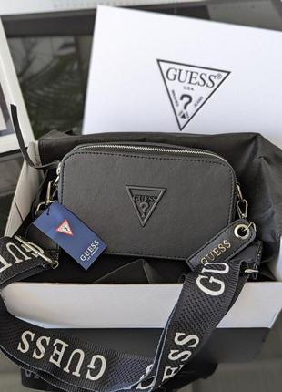 Сумка женская  черная матовая  guess гесс кросс-боди люкс