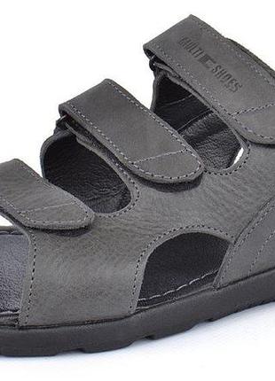 Сандалії чоловічі шкіряні drive оливка на липучках made in ukraine, сірий, 42