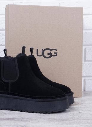 Уггі жіночі замша на платформі ugg neumel platform chelsea, черный, 41