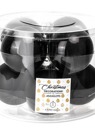 Подарочный набор стеклянных елочных шаров "рождественский шарм" (8 см* 8шт, сияющий черный + матовый черный)
