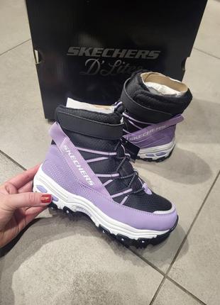 Черевики зимові на  дівчинку skechers 664200l bklv оригінал