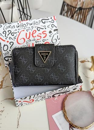 Кошелек guess женский гесс черный средний на кнопке