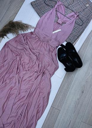 Новое длинное платье asos m платье на запах вечернее платье с разрезом на ноге платье плиссе