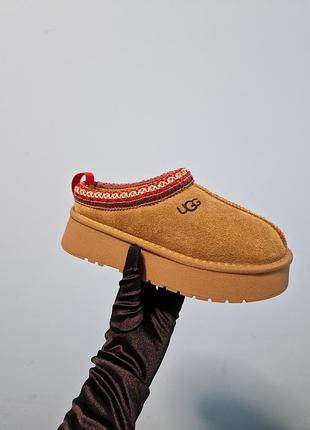 Угги ugg tazz slipper chestnut женские натуральная замша и овчина темно коричневые