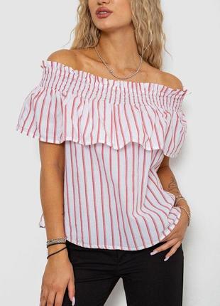 Блуза в смужку, колір біло-червоний, 244r302-1