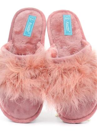 Капці жіночі хатні лебединий пух пудрові plazzo gift box, рожевий, 38/39