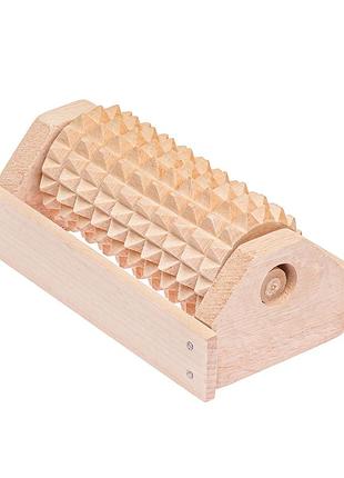 Масажер для ніг дерев'яний зубчастий на 1 ролик 12.5х7х6 см