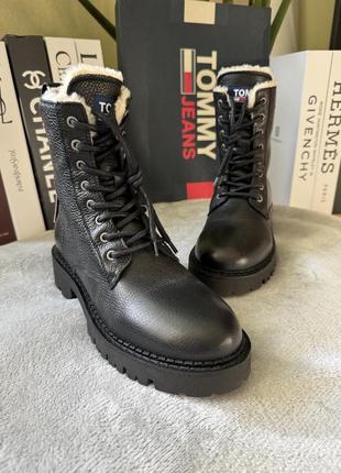 Чоботи ботинки tommy hilfiger шкіра/ овчина оригінал