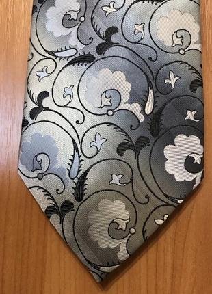 Галстук серебристо серый черный белый серебристый с переливом 3d classic tie italy style fashion