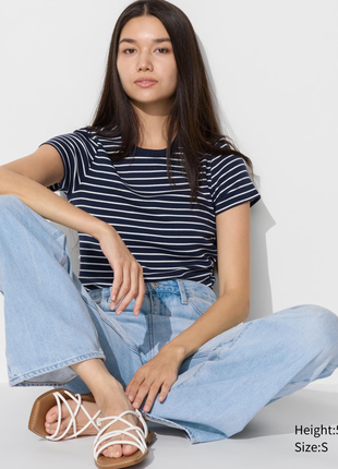 Футболка uniqlo м'яка, в рубчик, в смужку