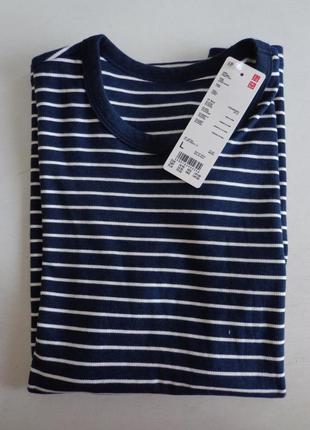 Футболка uniqlo м'яка, в рубчик, в смужку4 фото