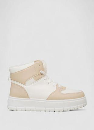 Кроссовки женские зимние на меху, цвет бело-бежевый, 248rmb12