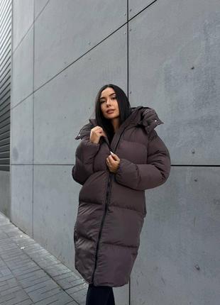 Теплый зимний дутый пуховик до -25° с капюшоном, женский пуховик на зиму на аэропуху, пуховик зима, м477