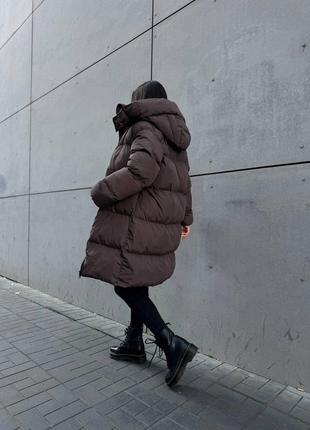 Теплый зимний дутый пуховик до -25° с капюшоном, женский пуховик на зиму на аэропуху, пуховик зима, м4773 фото