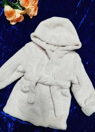 Теплый детский халат с капюшоном