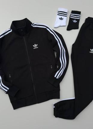 Мужской спортивный костюм на флисе tour adidas зима: кофта-брюки