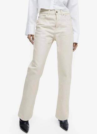 Джинси мом прямі труби  бежеві молочні zara 34-36