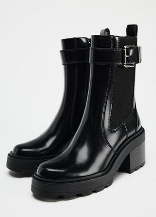 Черевики жіночі чорні з пряжкою zara new