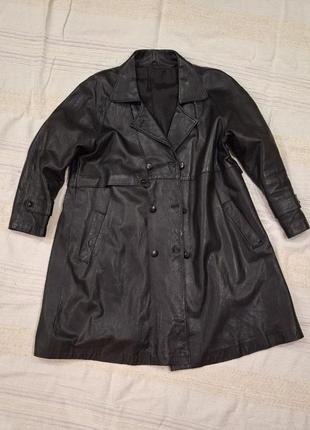 Кожаный тренч плащ из натуральной кожи оверсайз oversize размер l
