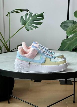 Акція! жіночі зимові кросівки nike air force 1 shadow white glacier blue ghost fur (38,40 р.)