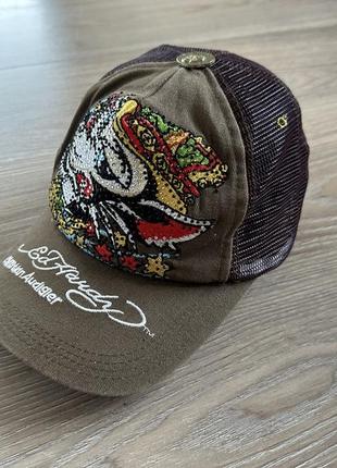 Мужская оригинальная кепка бейсболка  тракер с сеточкой ed hardy2 фото