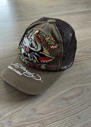 Мужская оригинальная кепка бейсболка  тракер с сеточкой ed hardy