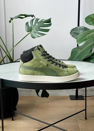 Акция! мужские зимние кроссовки puma mid corduroy olive fur (41-45 р.)