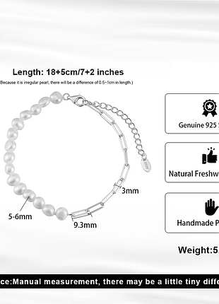 Серебряный браслет с натуральным жемчугом барокко4 фото