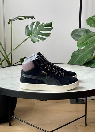 Акція! жіночі зимові кросівки puma corduroy classic mid black fur  (36-40 р.)